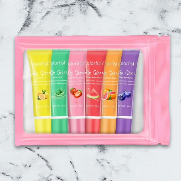 6 flavor mini lip gloss set